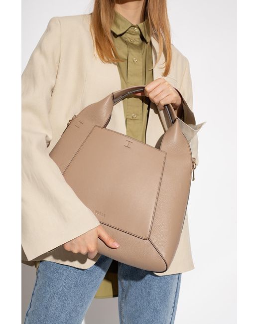 Furla Leather 'gilda Large' Shopper Bag in Beige (Natural) Lyst