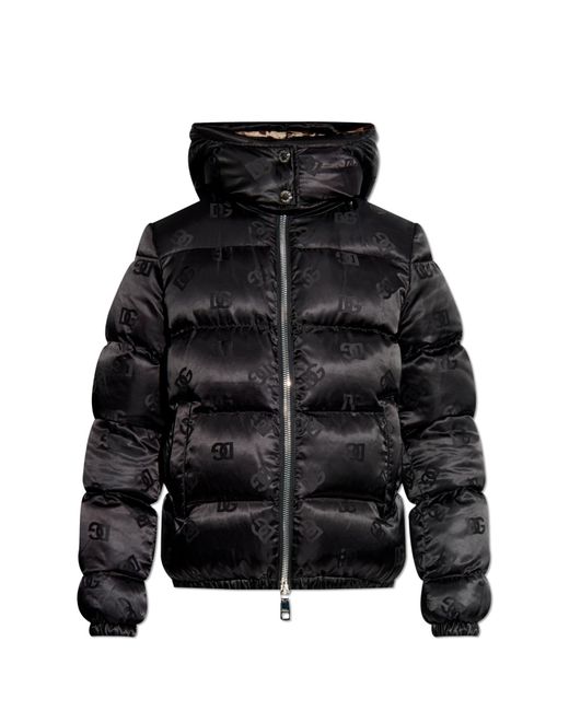 Dolce & Gabbana Black Down Jacket With Logo