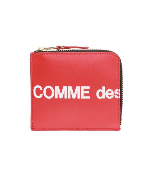 Comme des Garçons Red Logo-print Leather Half-zip Wallet