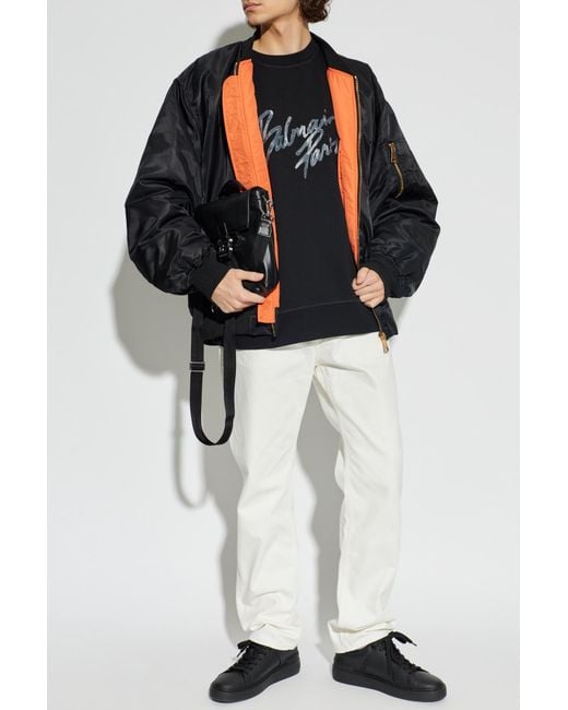 Balmain Black Sweatshirt With Printed Logo for men