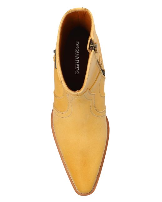 DSquared² Yellow Leather Cowboy Boots, for men