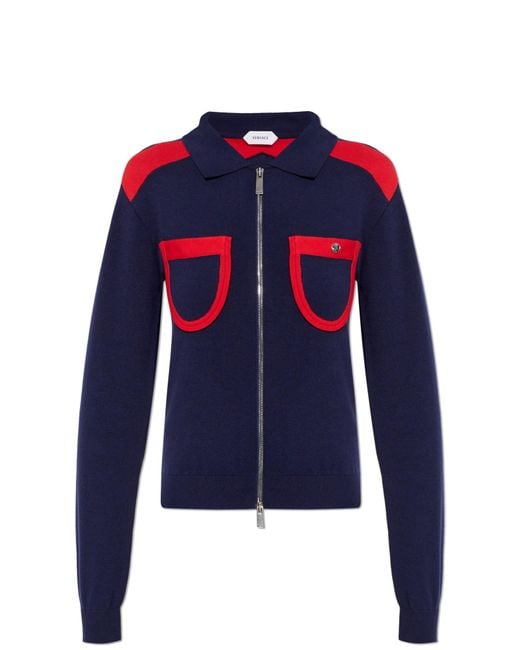 Versace Blue Cardigan With Pockets