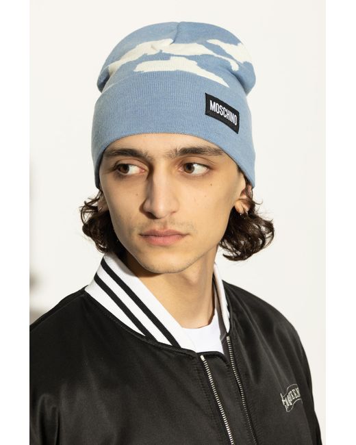 Moschino Blue Cap With Logo Patch