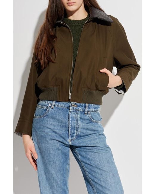 Bottega Veneta Brown Jacket With Leather Collar