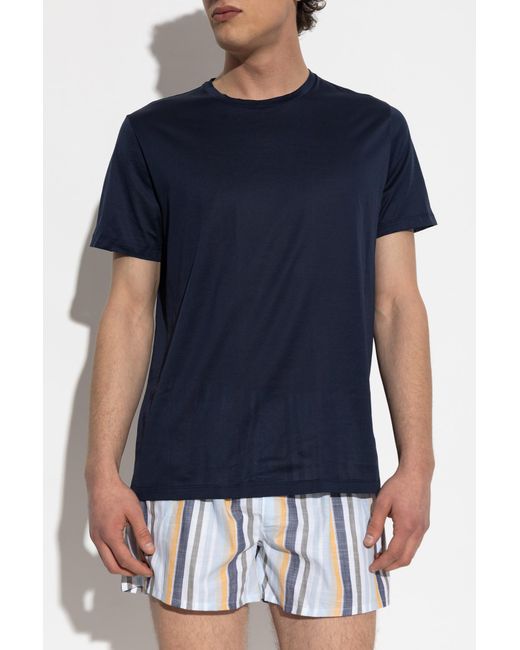 Hanro Blue Underwear T-Shirt From The 'Cotton Sporty' Collection for men