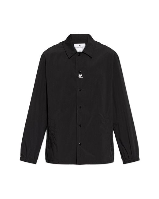 Courreges Black Lightweight Jacket With Printed Logo for men