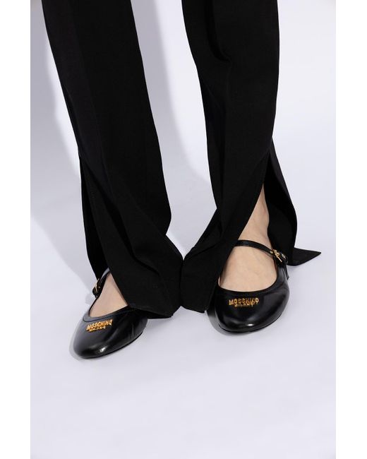 Moschino Black Leather Ballet Flats,