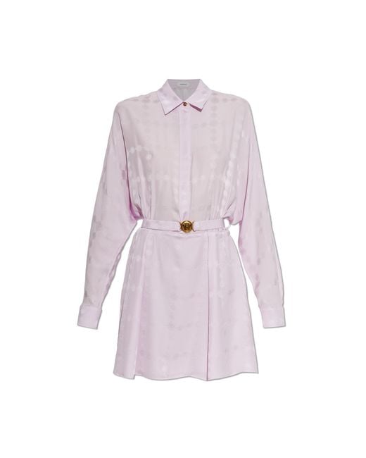 Versace Pink Silk Dress With The Head Of Medusa