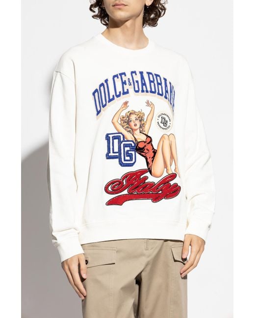 Dolce & Gabbana White Sweatshirt With Patch for men