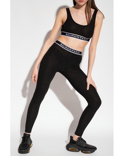 Balmain leggings With Lurex Threads in Black | Lyst