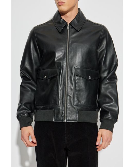 Paul Smith Leather Jacket in Black for Men | Lyst