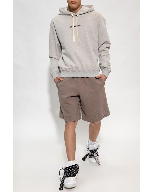 Jil Sander Gray Logo-Printed Hoodie for men