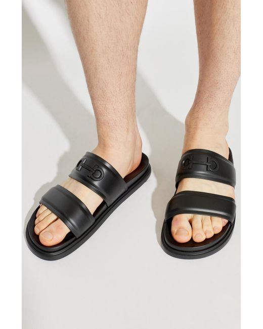 Ferragamo Black 'Saint Bart' Slides for men