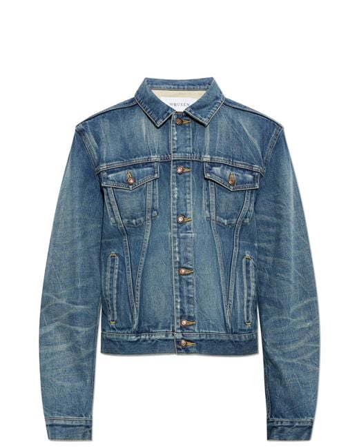 McQueen Blue Denim Jacket With 'Vintage' Effect for men