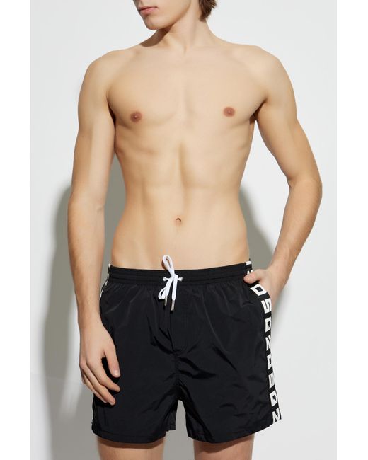 DSquared² Blue Swim Shorts With Logo for men
