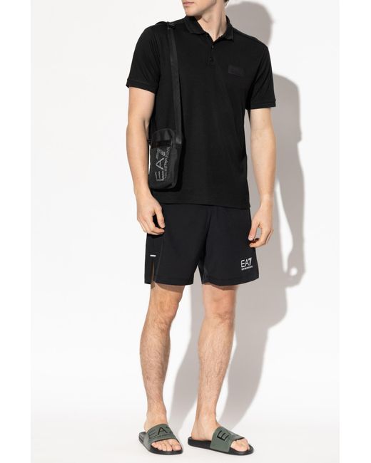 EA7 Black Polo With Logo for men