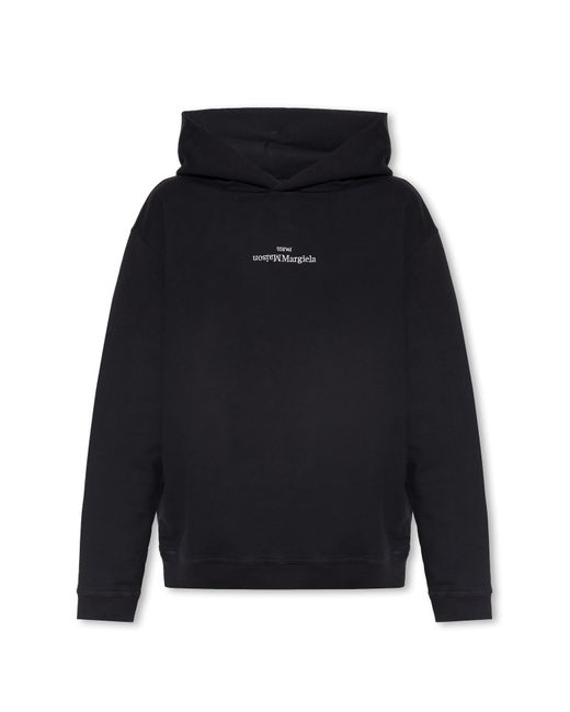 Maison Margiela Blue Cotton Hoodie With Logo for men