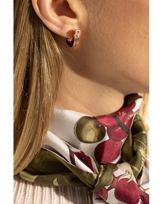 Ferragamo Metallic Earrings With Shimmering Crystals
