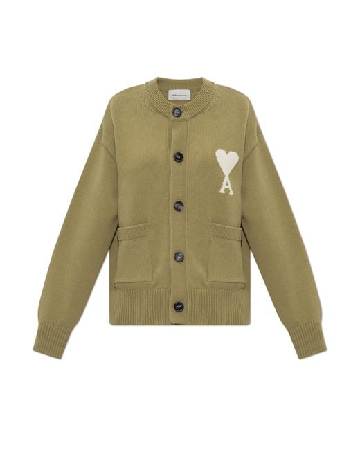 AMI Green Cardigan With Pockets