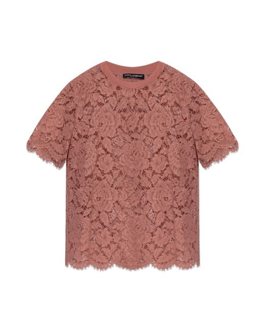 Dolce & Gabbana Pink Lace Top