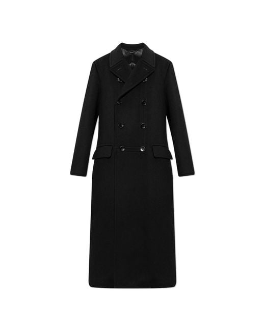 Tom Ford Black Double-Breasted Wool Coat for men