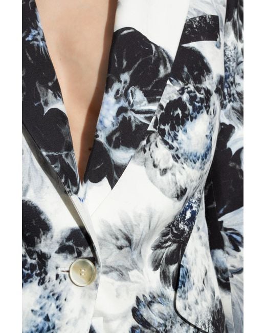 Alexander McQueen White Blazer With Floral Motif,