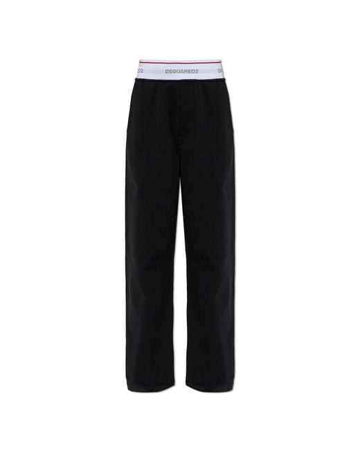 DSquared² Black Wide-Leg Sweatpants