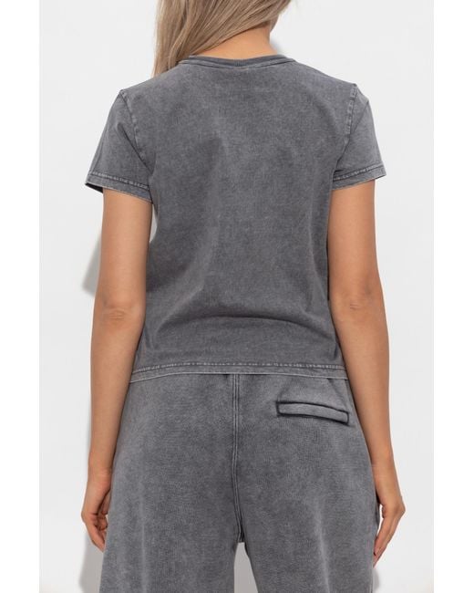 T By Alexander Wang Gray T-Shirt With Printed Logo