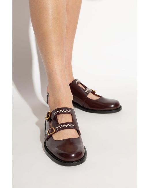 Marni Brown Leather Slides