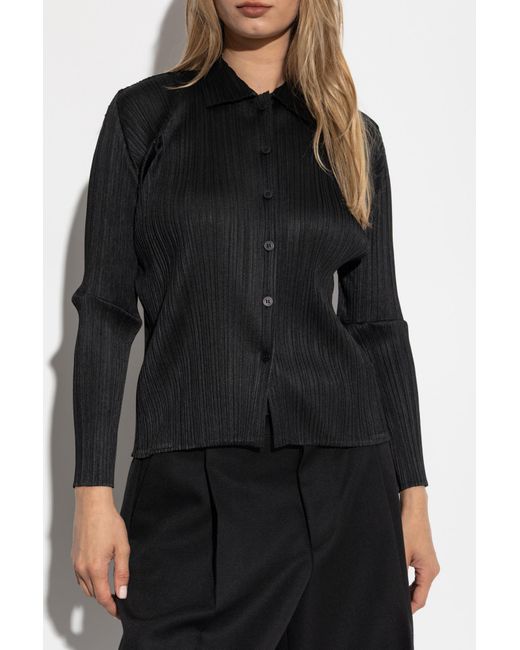 Pleats Please Issey Miyake Black Pleated Shirt