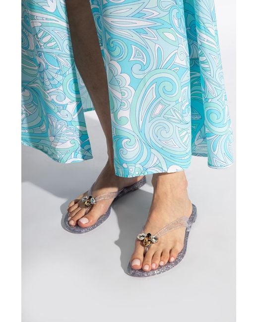 Casadei Blue 'jelly' Flip-flops,