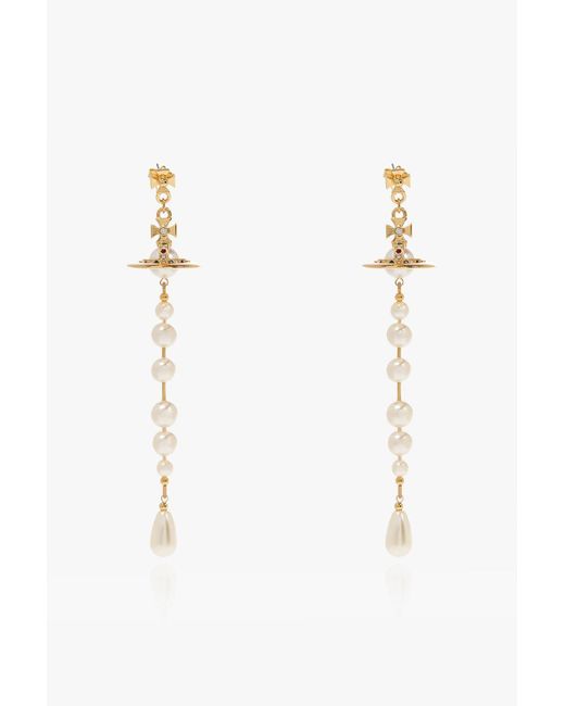 Vivienne Westwood White 'broken Pearl' Drop Earrings