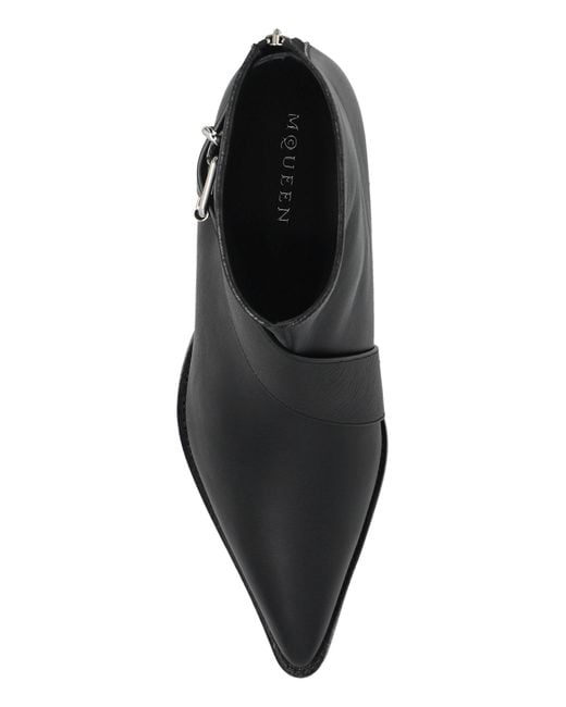 Alexander McQueen Black Leather Ankle Boots With Heels for men