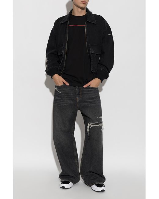 DIESEL Black T-Shirt 'T-Norm-Piping' for men