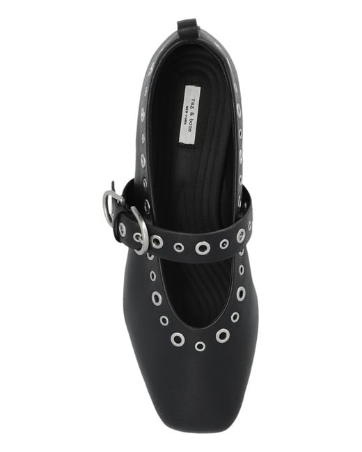 Rag & Bone Black Ballerinas Spire Mary Jane Grommets