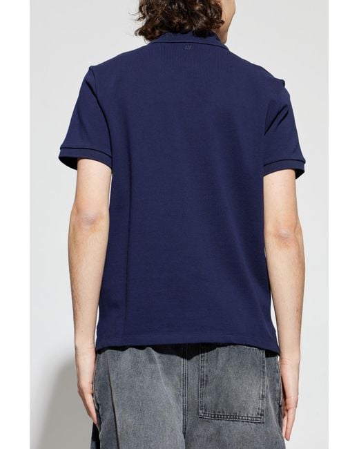 AMI Blue Polo With Logo for men