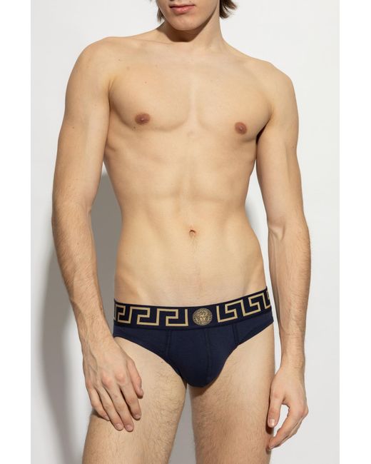 Versace Blue Cotton Briefs for men