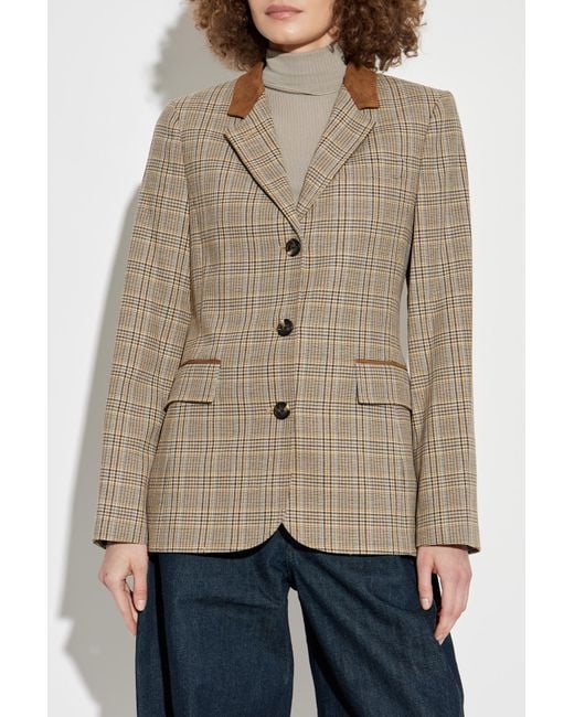 Rag & Bone Natural Plaid Pattern Blazer