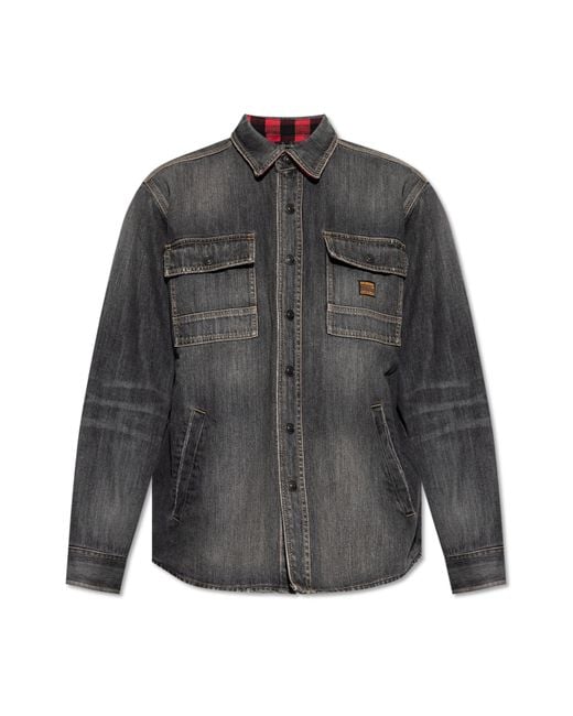 Balenciaga Gray Denim Shirt With 'Vintage' Effect for men