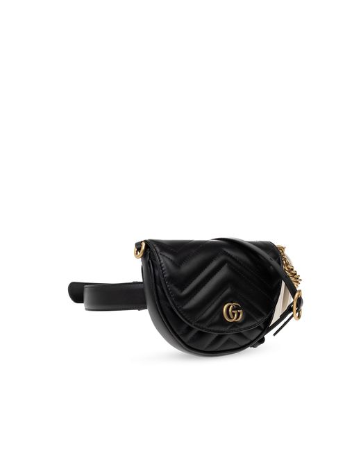 Gucci 'GG Marmont' Double Pouch Belt Bag in Black Lyst