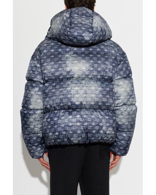 DSquared² Blue Puffer Jacket With Monogram for men