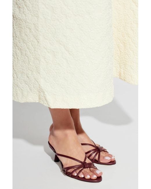 Aeyde White Heeled Mules "Abby"