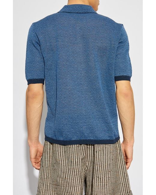 Bottega Veneta Blue Patterned Polo for men