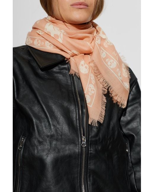 McQueen Pink Wool Scarf With Raw Edge