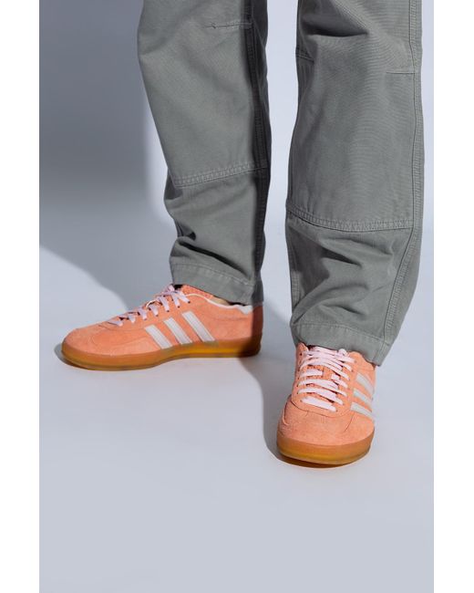 Adidas Originals Pink Gazelle Indoor Leather-trimmed Suede Sneakers