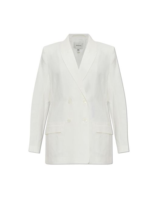 Gestuz White Double-Breasted Blazer