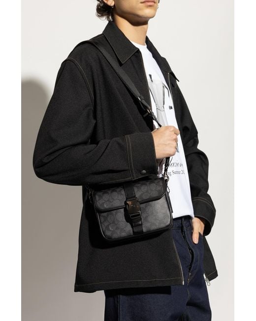 COACH Black Monogram Shoulder Bag for men