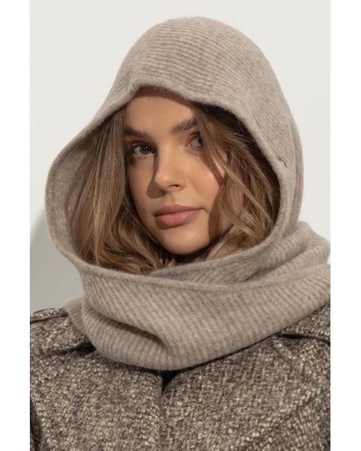 Ganni Natural Wool Hood With Tie
