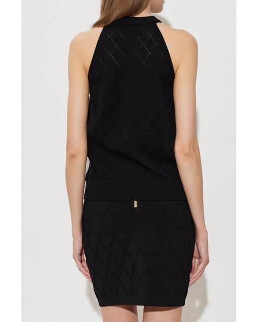Balmain Black Wool Sleeveless Top