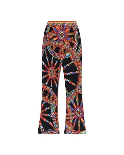 Dolce & Gabbana Red Trousers With 'Carretto' Print